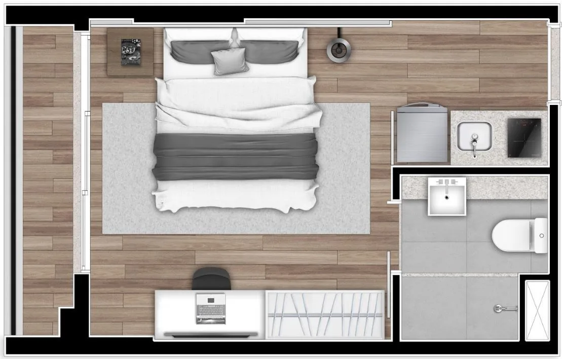 Planta do Next Haddock em Cerqueira César — 1 dormitório – 21 m² Studio