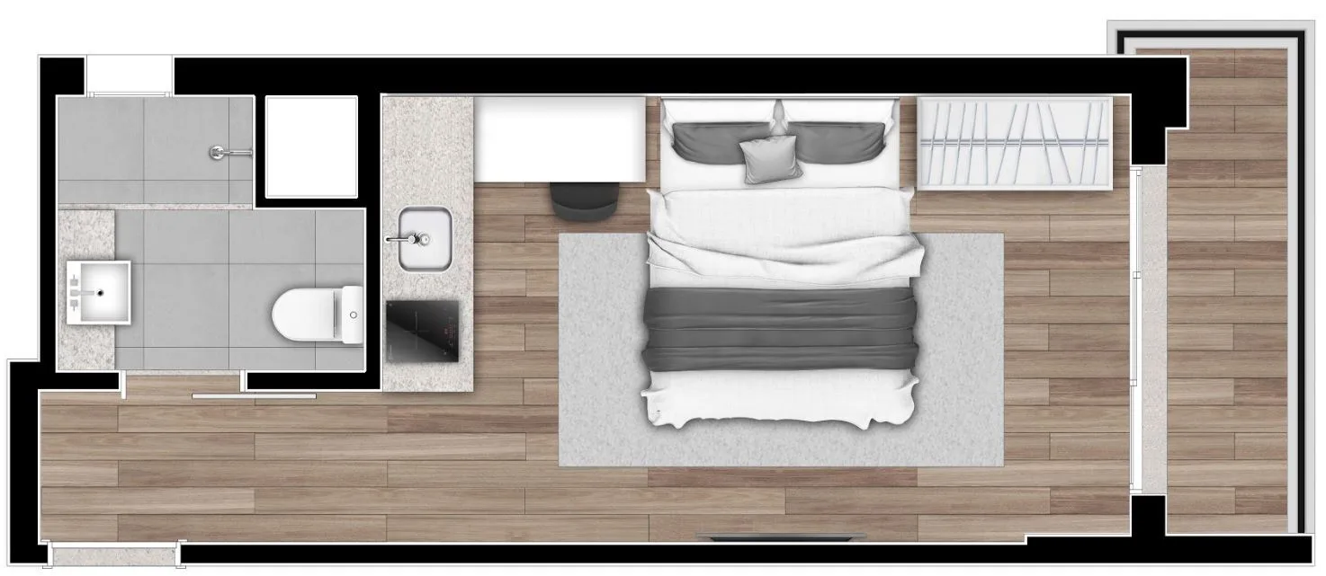 Planta do Next Haddock em Cerqueira César — 1 dormitório – 24 m² Studio