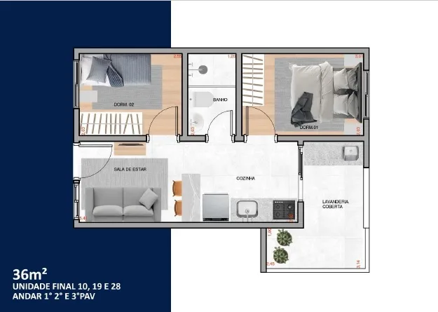 Planta do Peperaio em Vila Carrão — 2 dormitórios – 36 m²