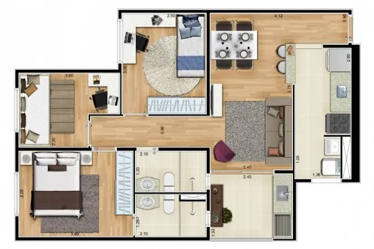 Planta do Piemonte — 3 dormitórios – 58 m²