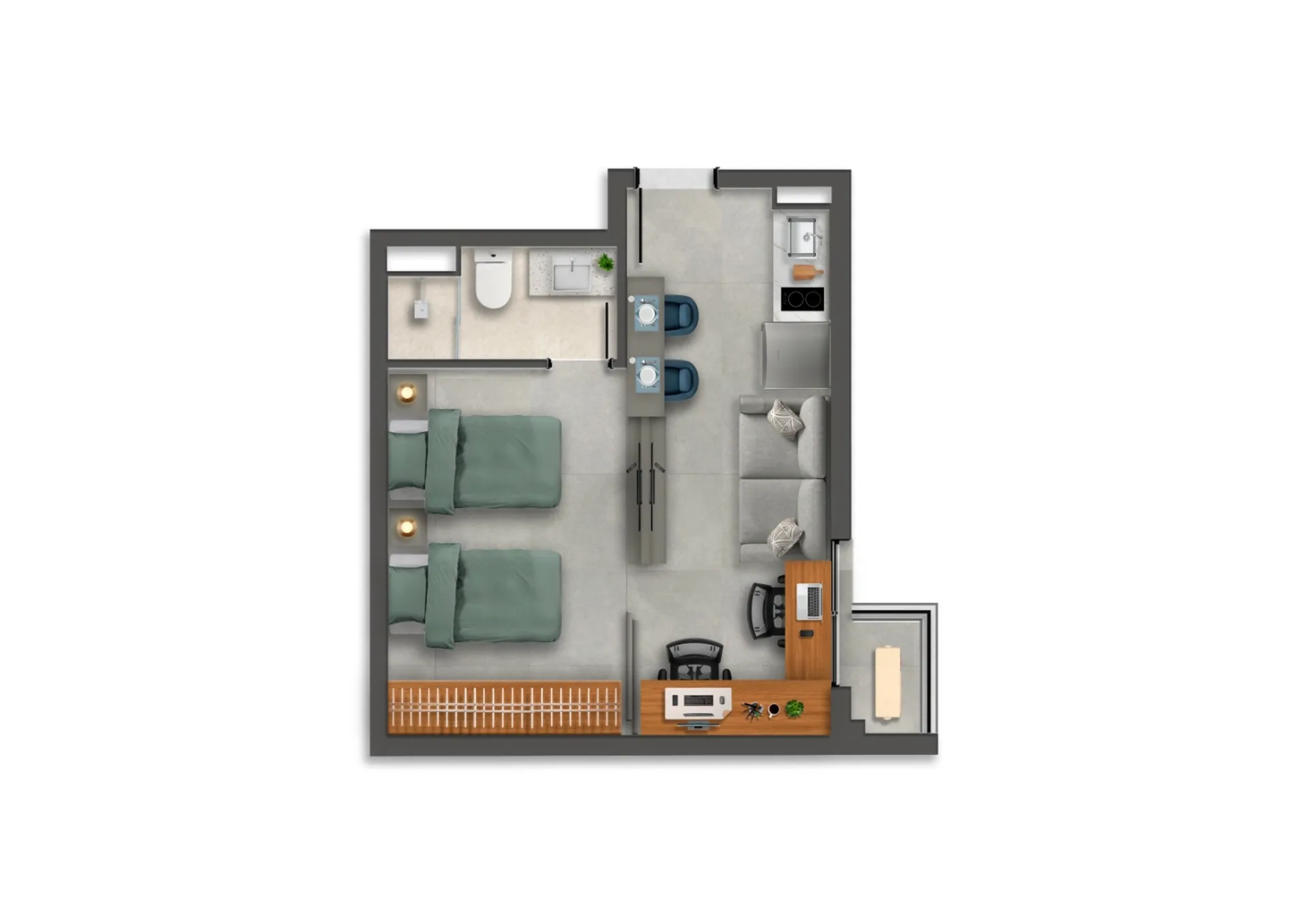Planta do Sampa Consolação em Consolação — 1 dormitório – 32,68 m²