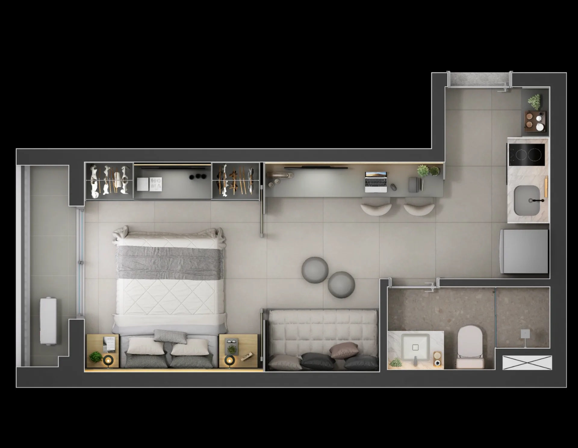 Planta do Sampa Consolação em Consolação — 1 dormitório – 27 m²