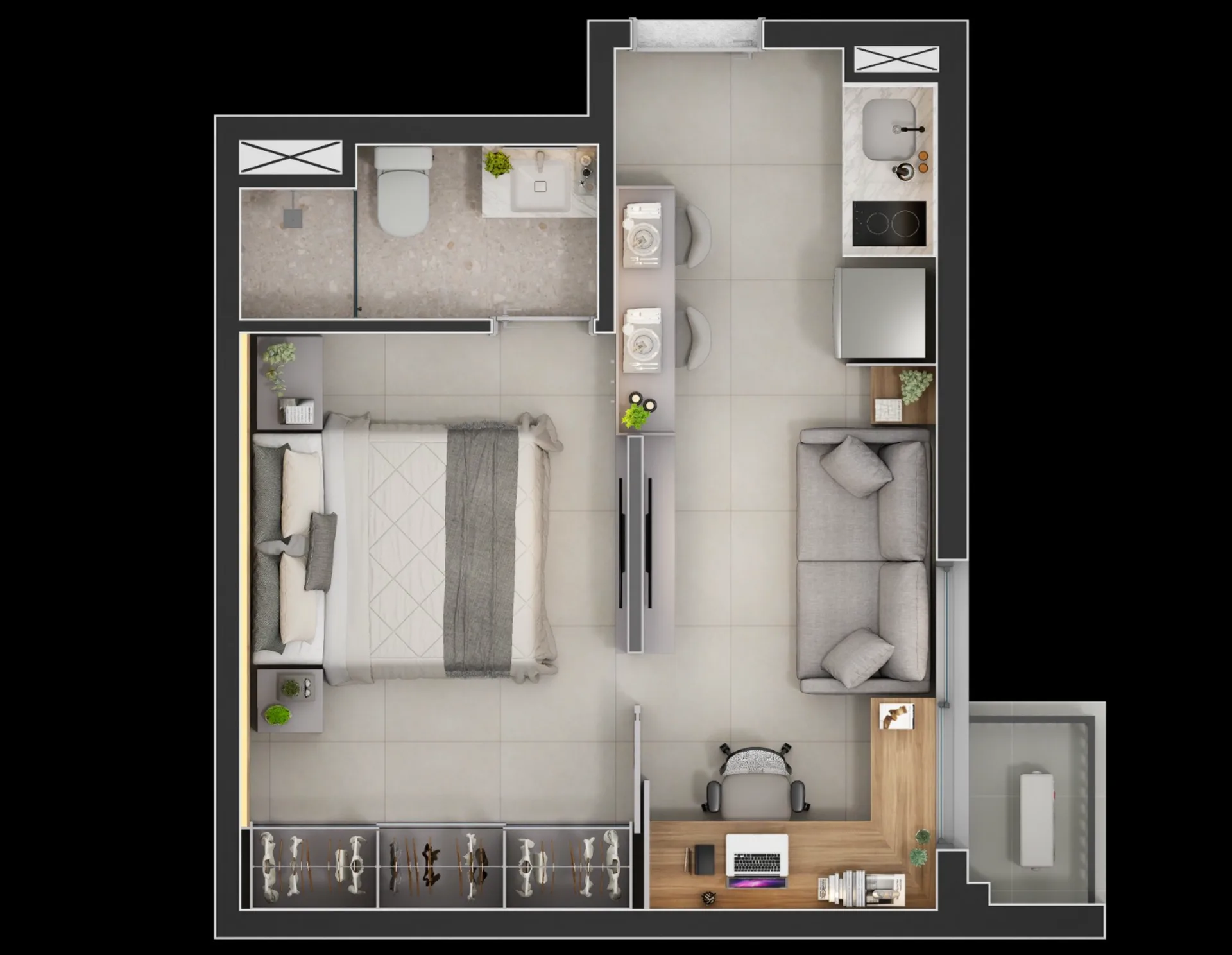 Planta do Sampa Consolação em Consolação — 1 dormitório – 32 m²
