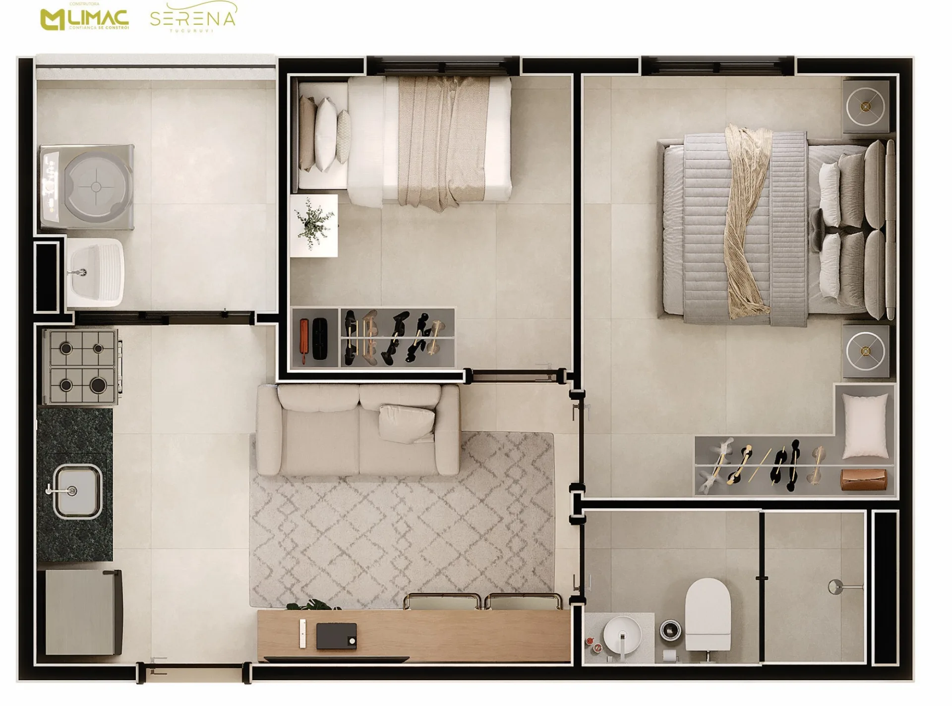 Planta do Serena Tucuruvi — 2 dormitórios – 33,42 m²