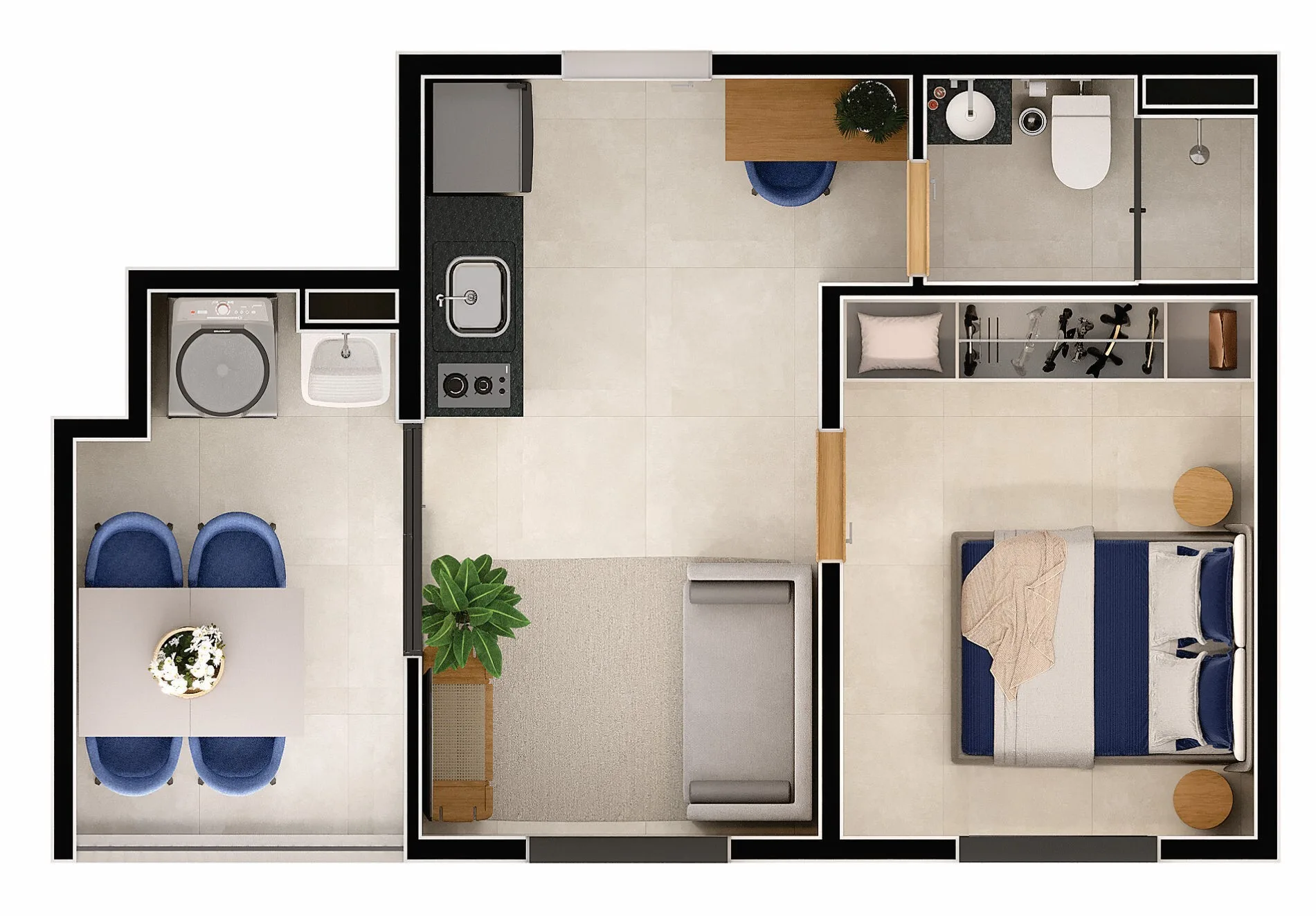 Planta do Serena Tucuruvi — 1 dormitório – 32,69 m²