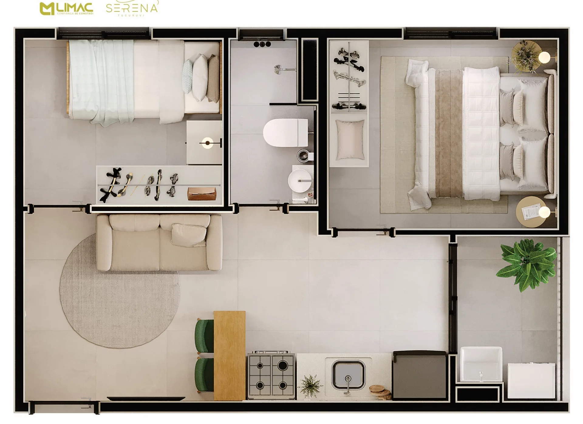 Planta do Serena Tucuruvi — 2 dormitórios – 33,46 m²