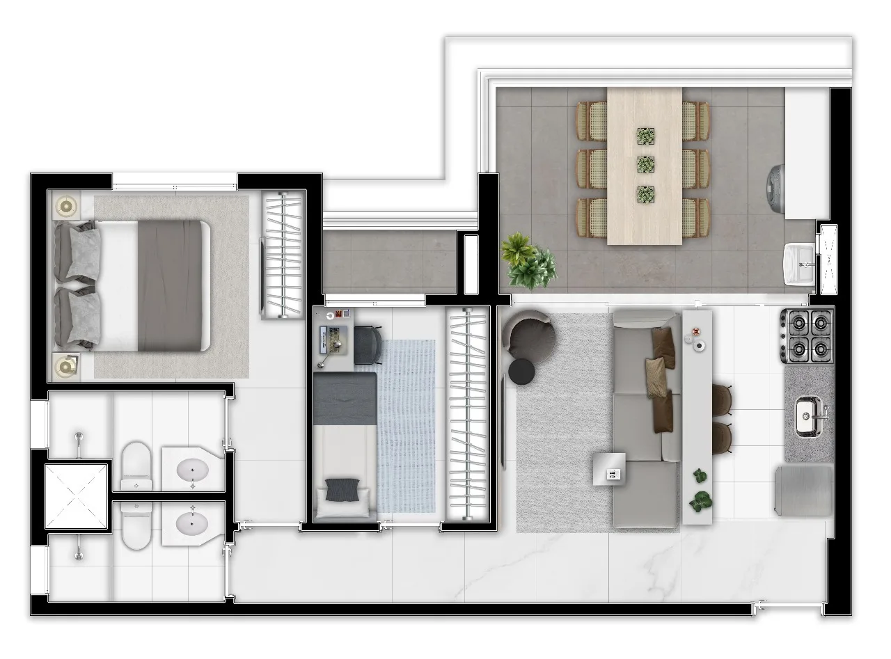 Planta do Side Alto da Boa Vista em Alto da Boa Vista — 2 dormitórios – 59 m²