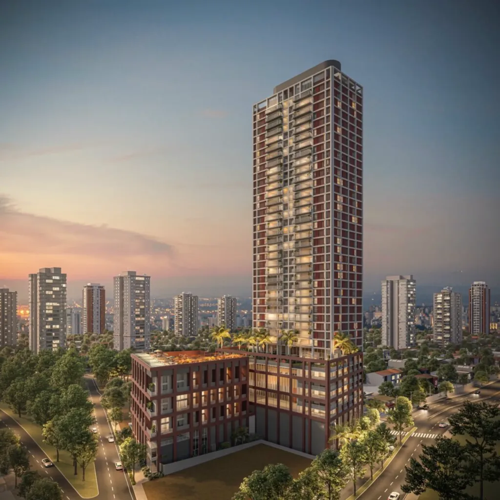 Fachada do empreendimento The Club – Live, Work & Play