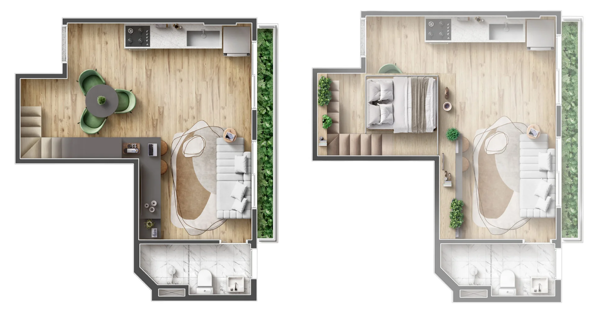 Planta do loft de 1 dormitório e 29,33 m² do The One Tucuruvi