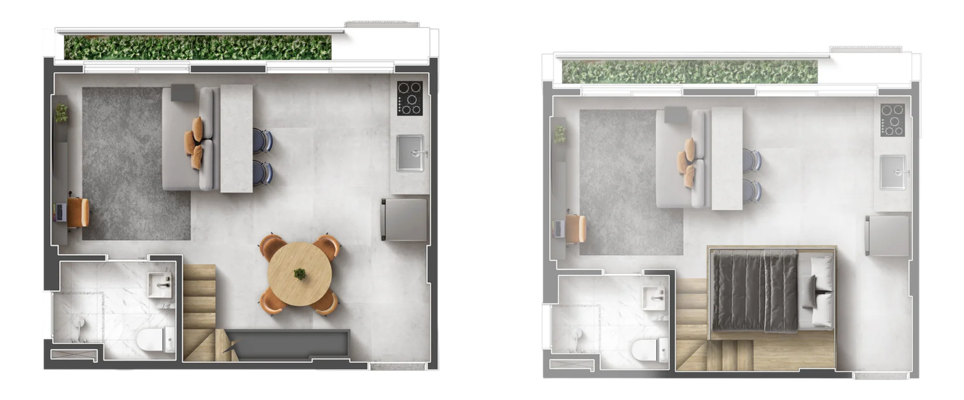Planta do loft de 1 dormitório e 31,91 m² do The One Tucuruvi