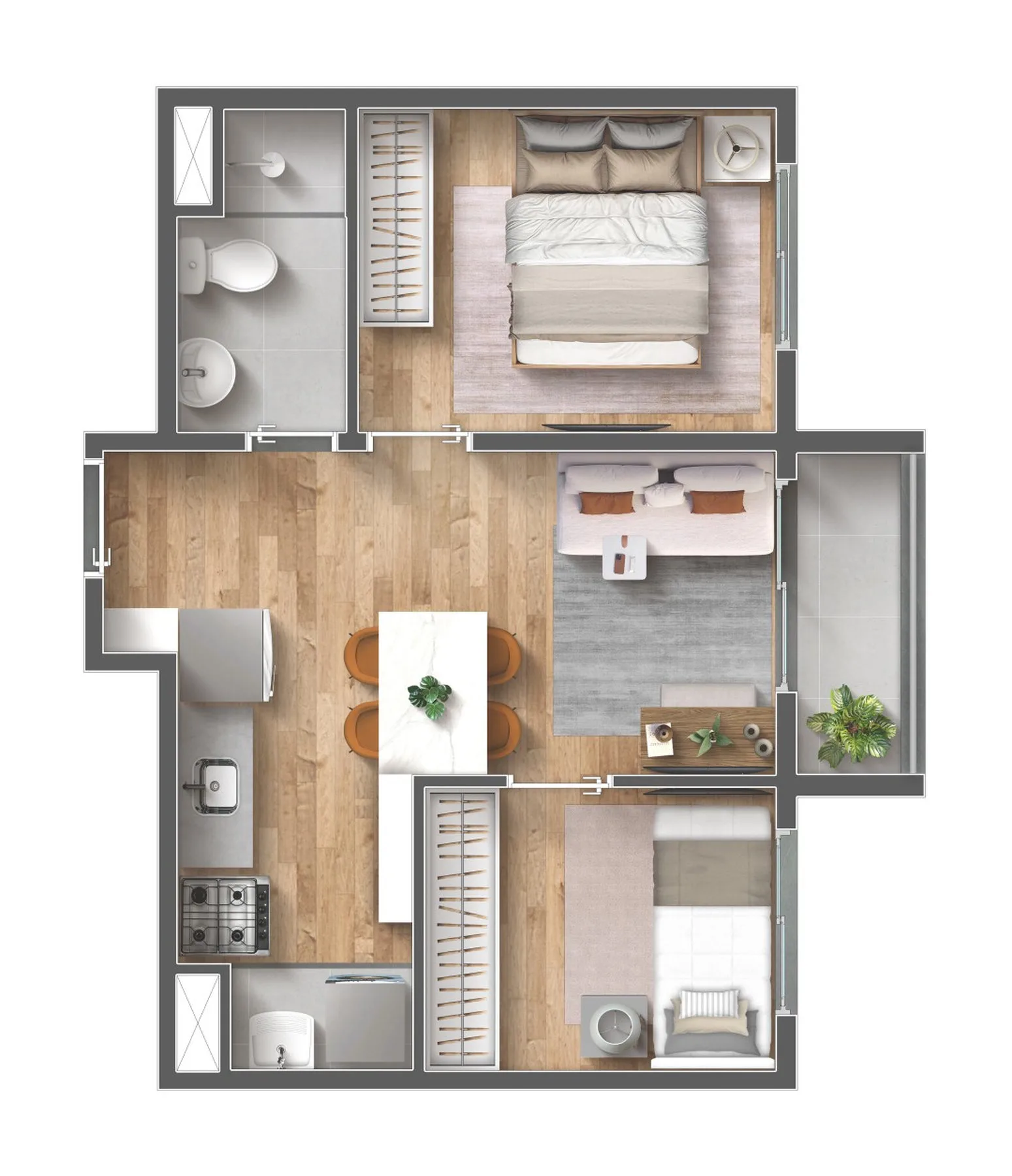 Planta do Vibra Belenzinho em Belenzinho — 2 dormitórios – 38 m²