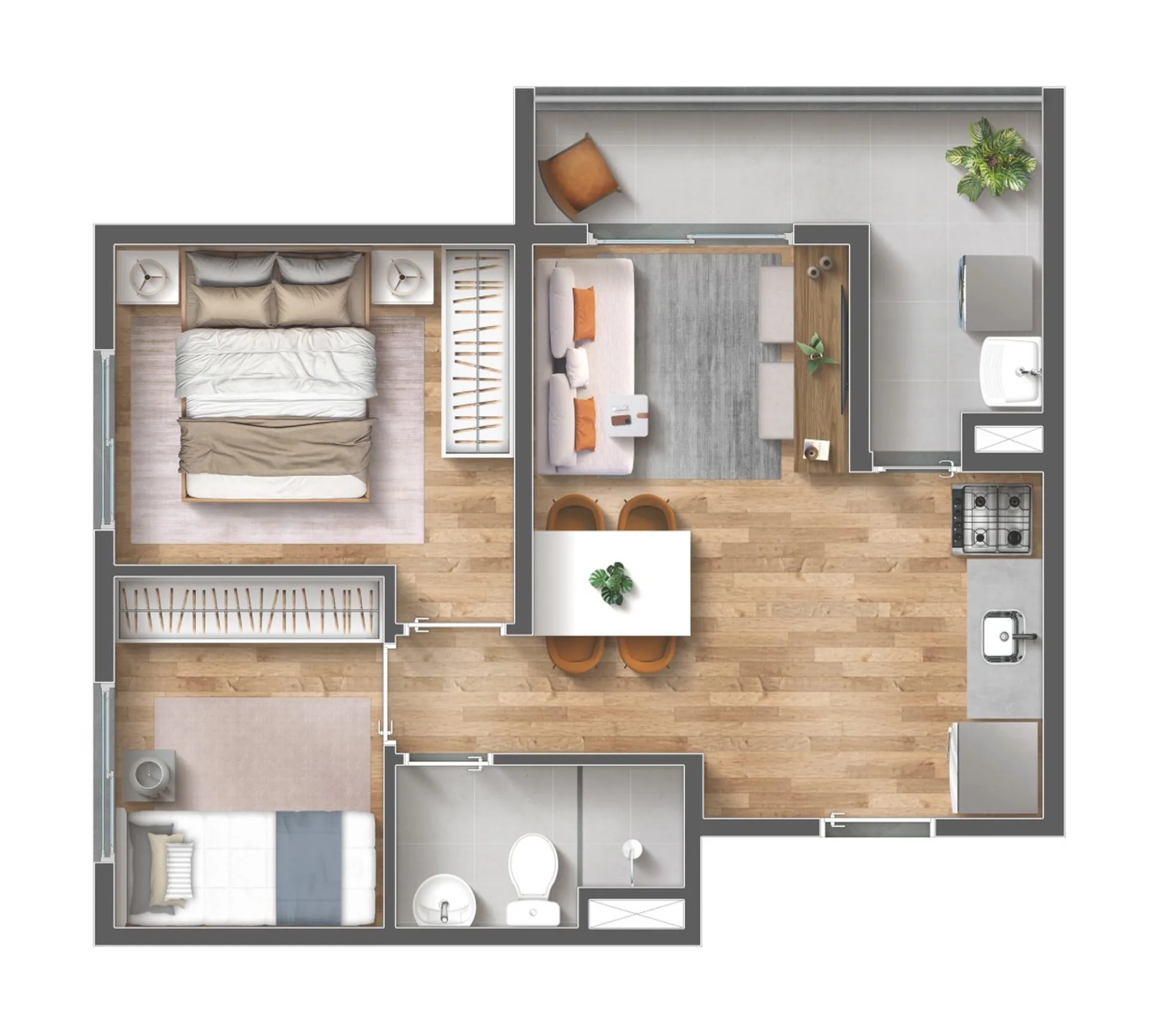Planta do Vibra Belenzinho em Belenzinho — 2 dormitórios – 42 m²