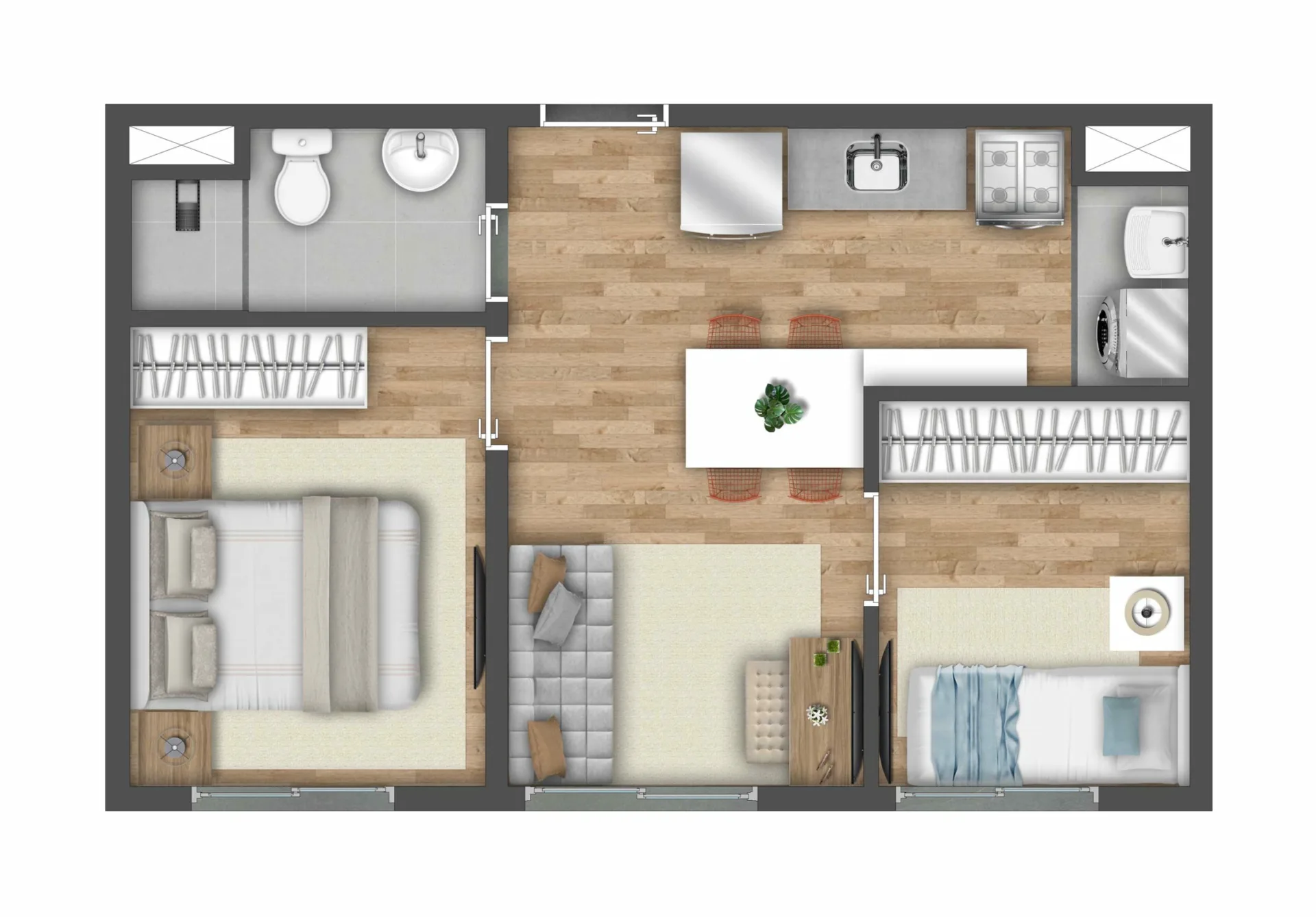 Planta do Vibra Vista Butantã — 2 dormitórios – 34 m²