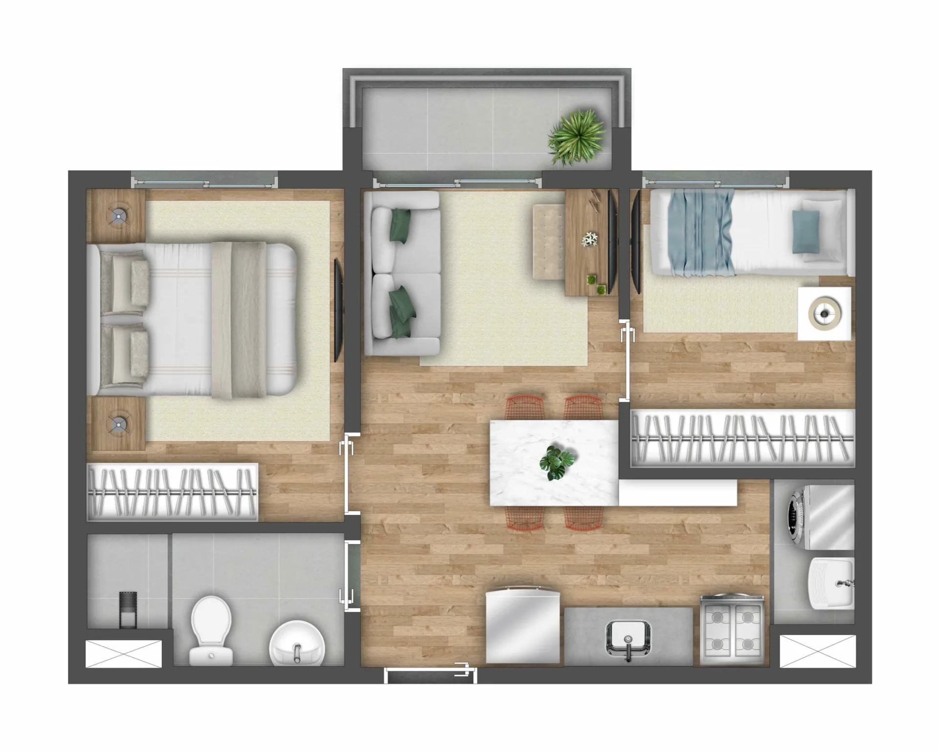 Planta do Vibra Vista Butantã — 2 dormitórios – 37 m²