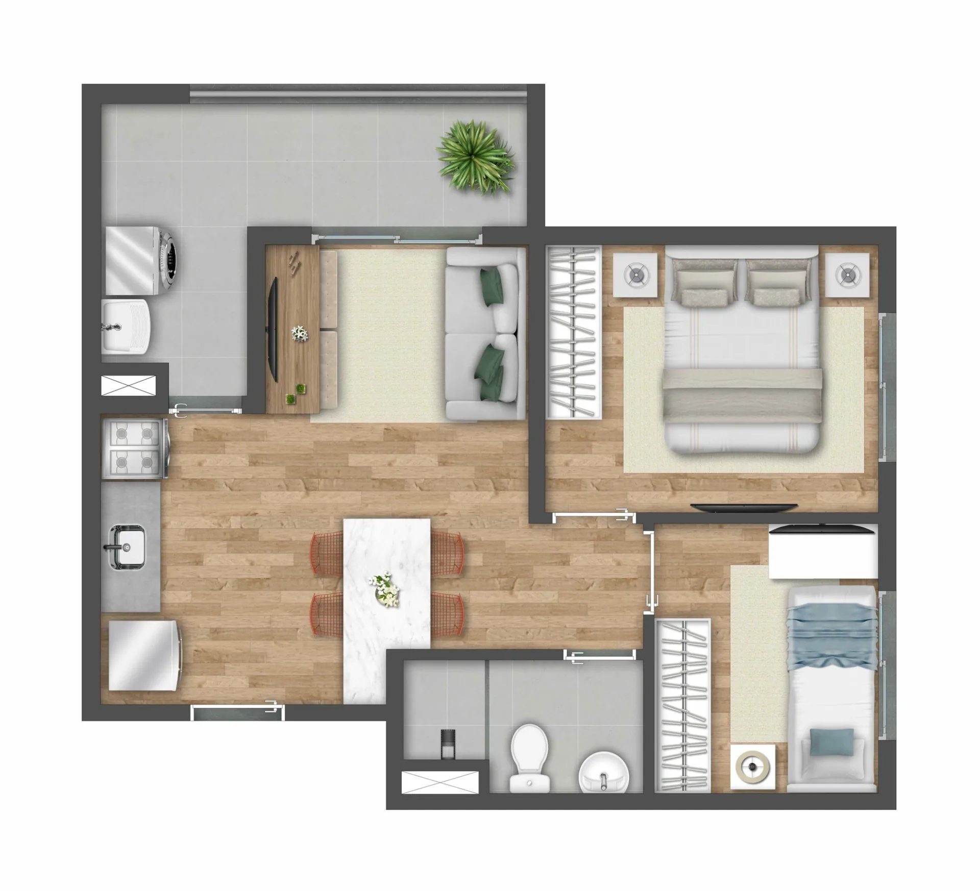 Planta do Vibra Vista Butantã — 2 dormitórios – 42 m²