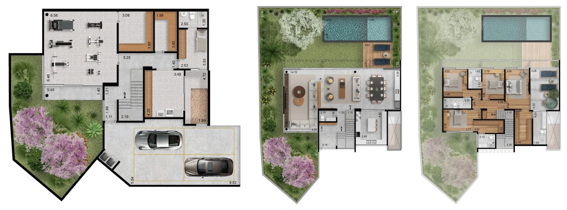 Planta da casa de 4 dormitórios e 647 m² do Vila Odara