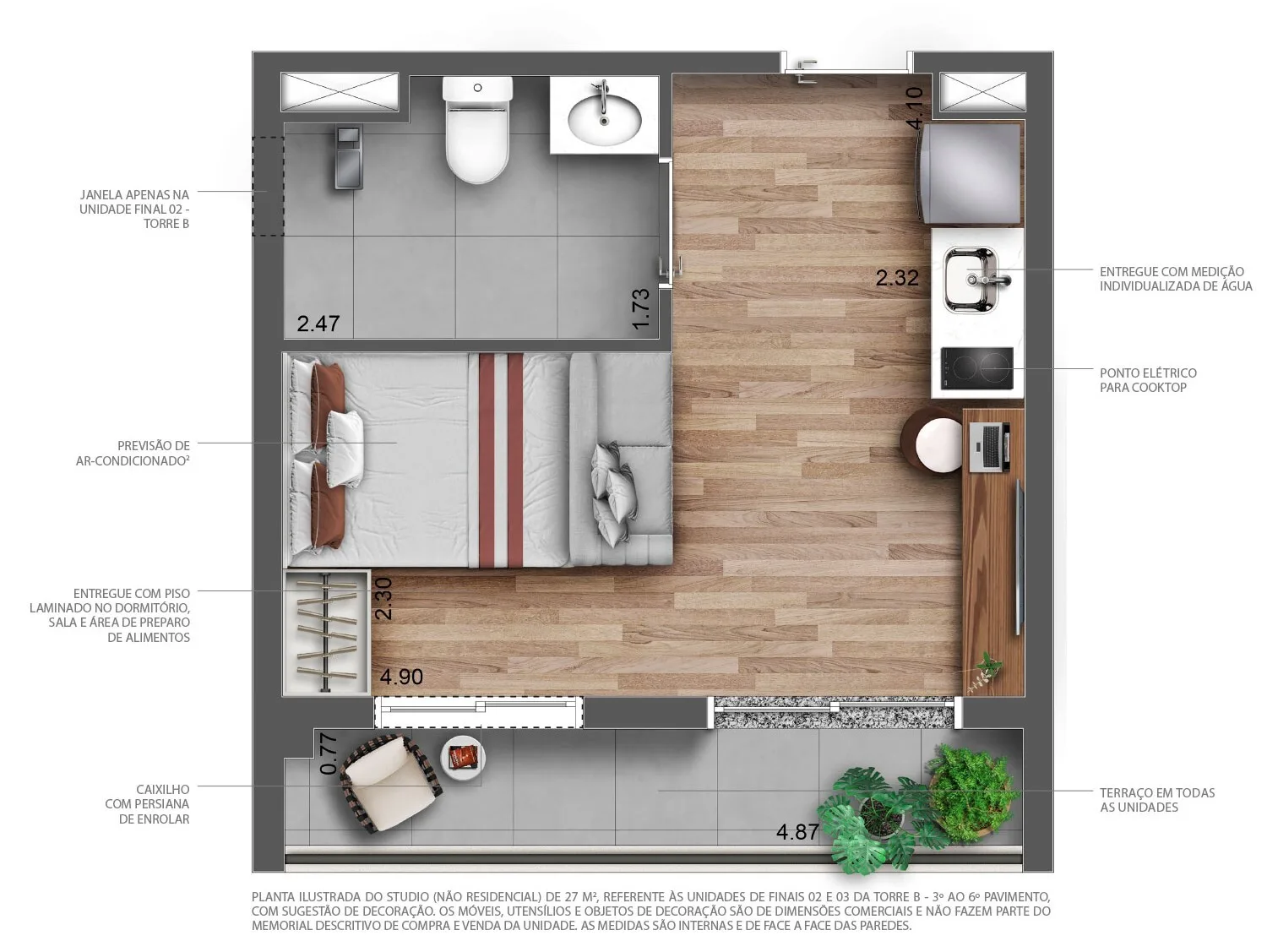 Planta do Villa Pompeia Welconx em Perdizes — 1 dormitório – 27 m² Studio