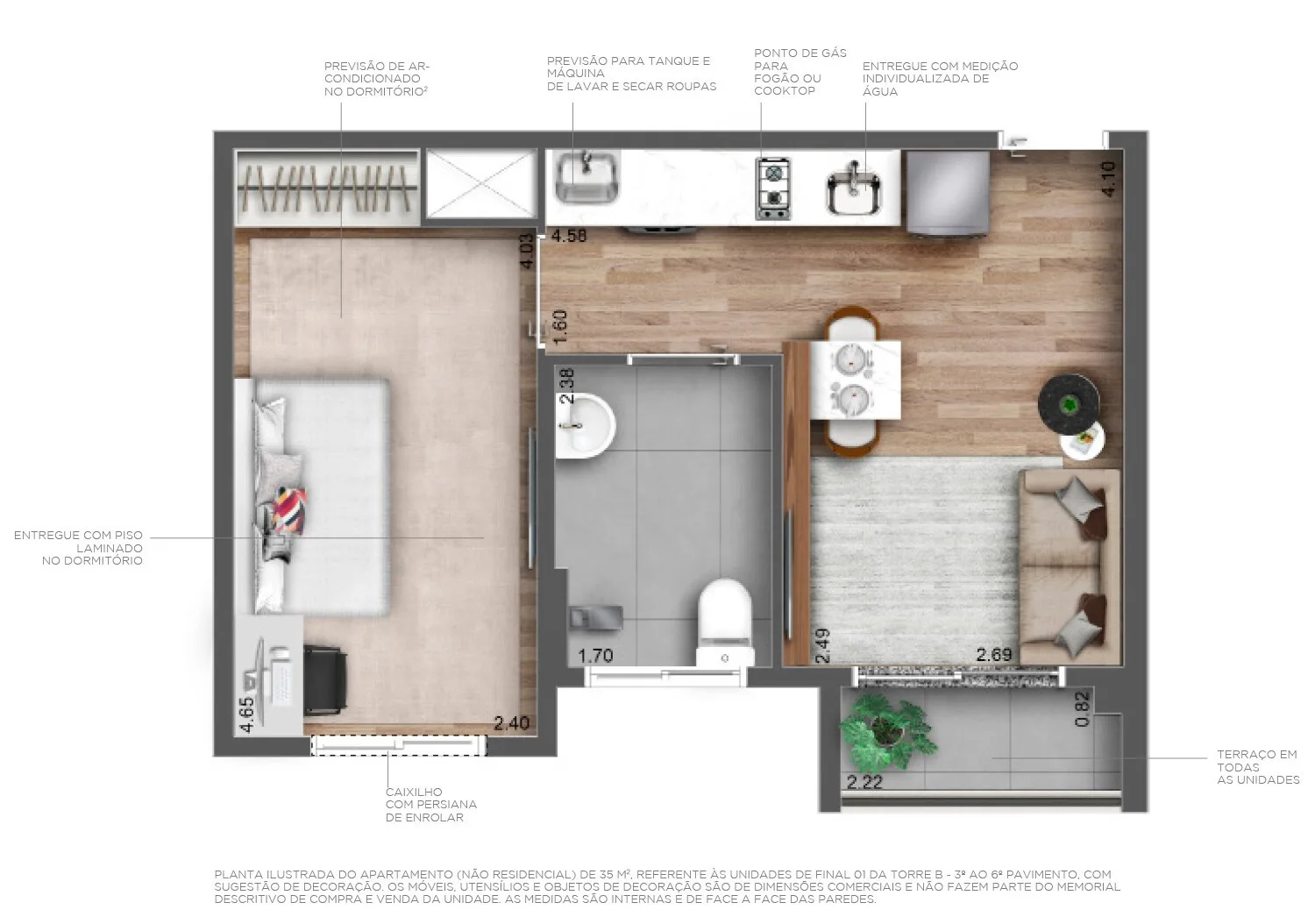 Planta do Villa Pompeia Welconx em Perdizes — 1 dormitório – 35 m²