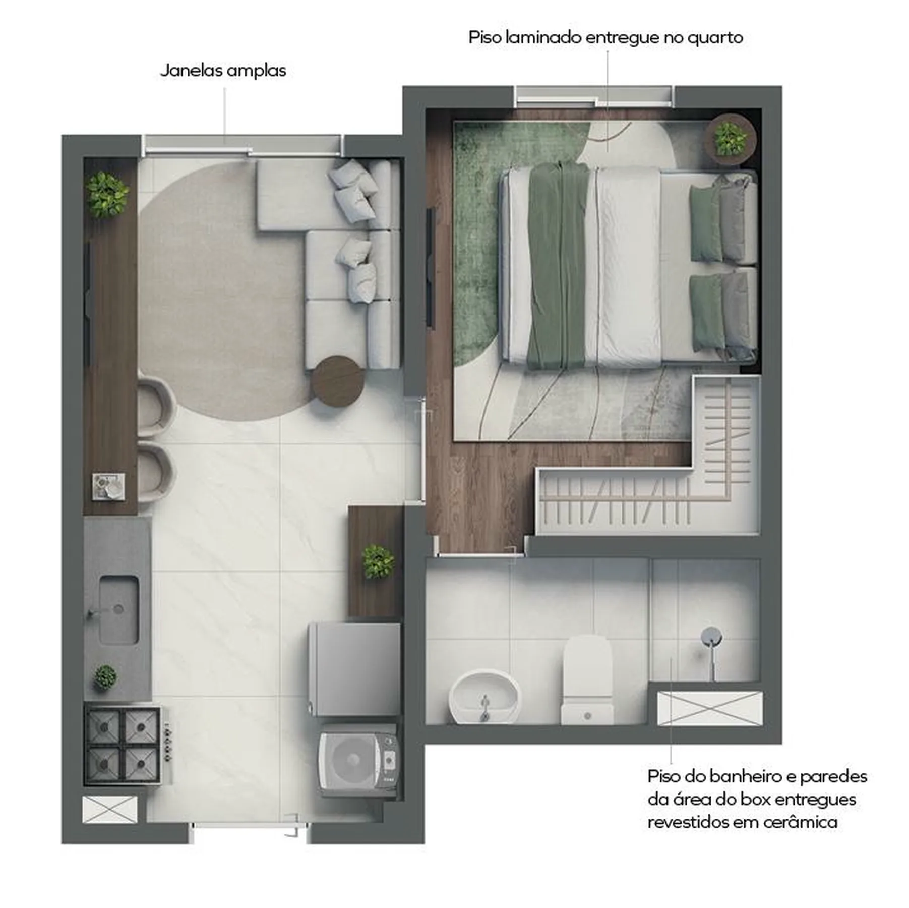 Planta do Vivaz Estação Pirituba — 1 dormitório – 24,09 m²
