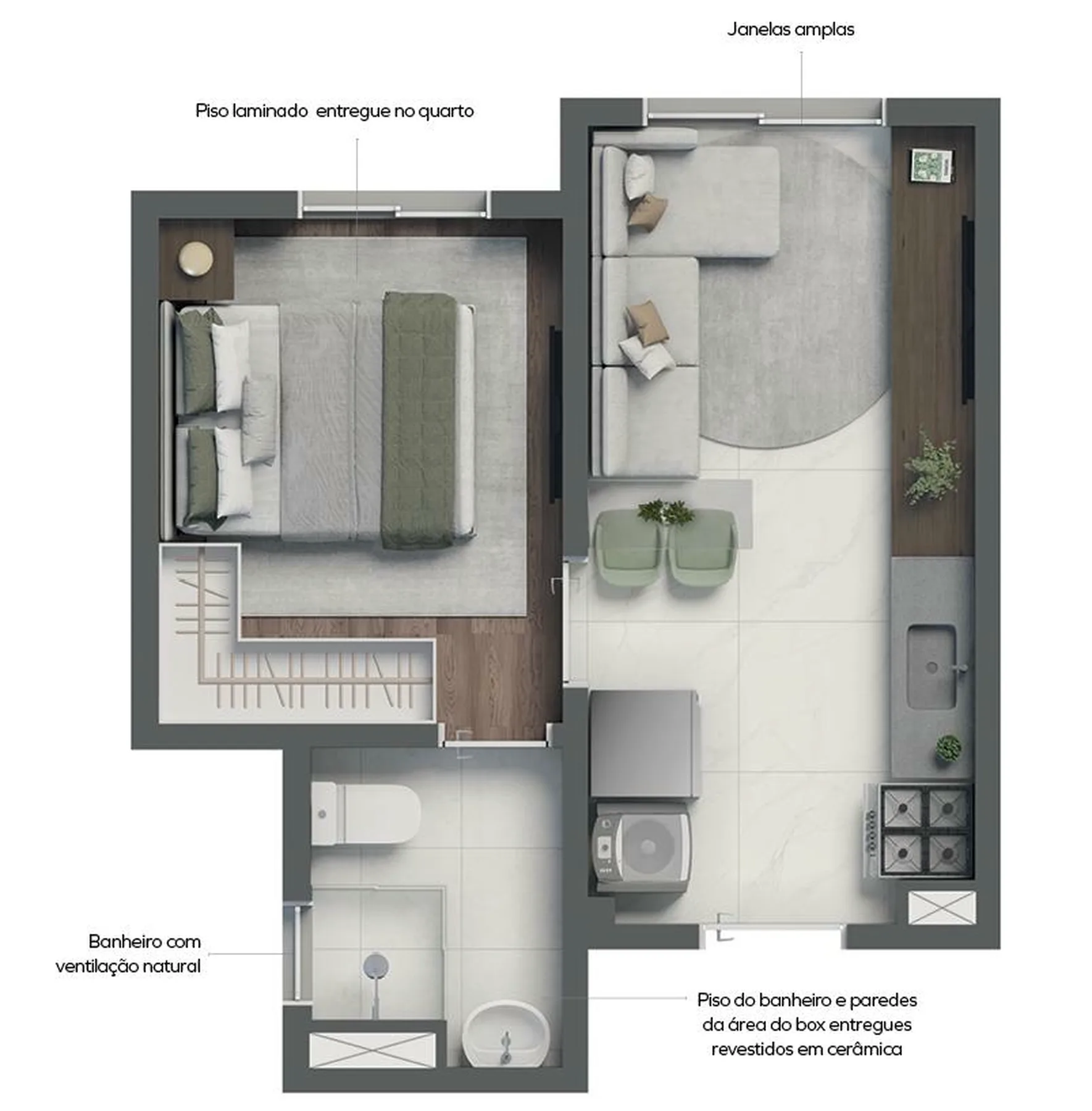 Planta do Vivaz Estação Pirituba — 1 dormitório – 24,62 m²