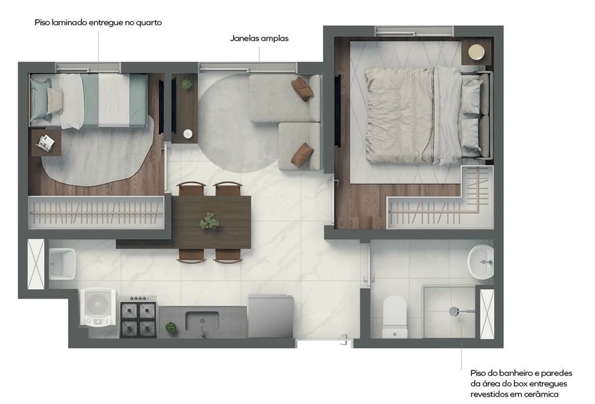 Planta do Vivaz Estação Pirituba — 2 dormitórios – 31 m²